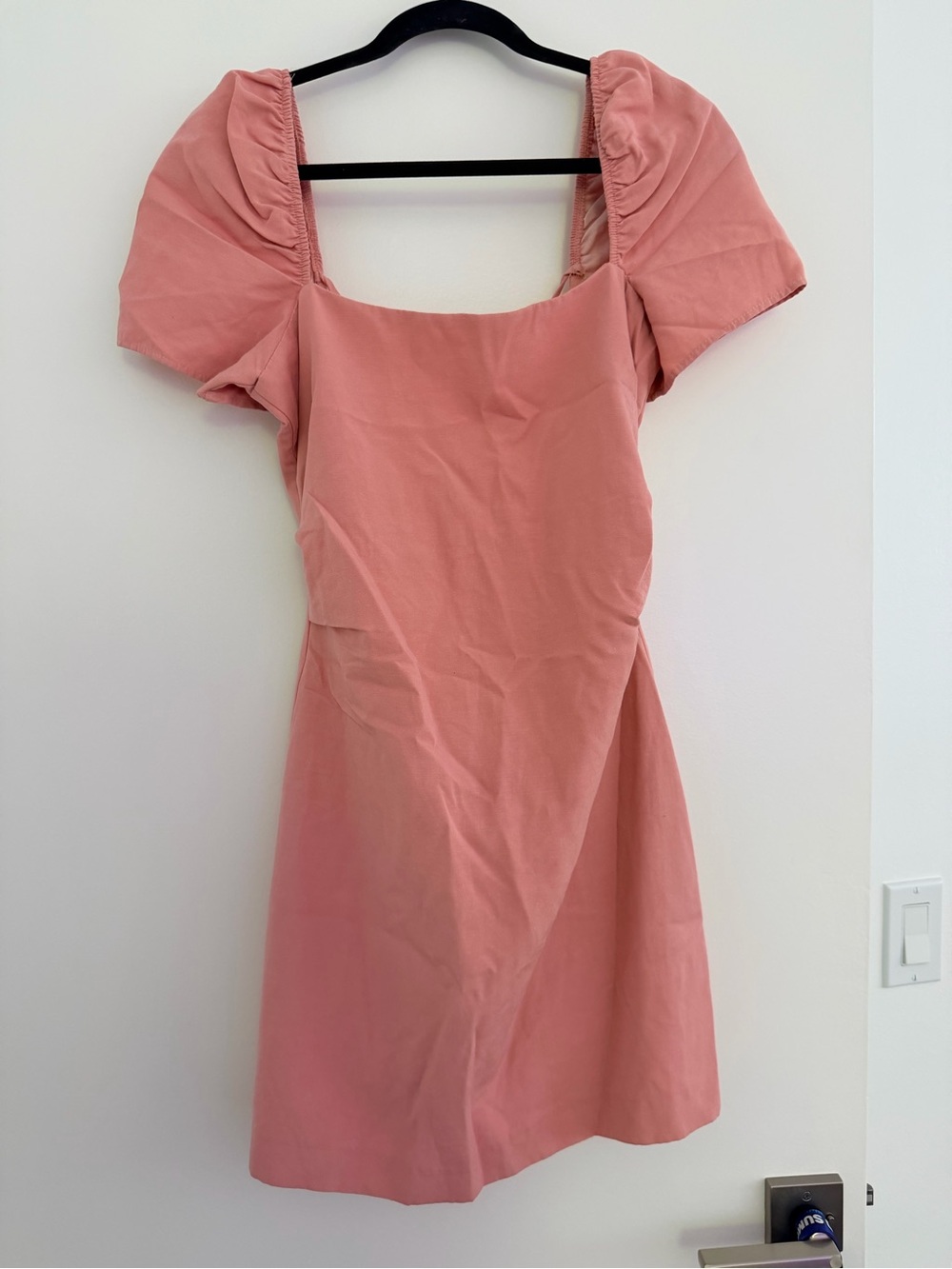 Zara Women's Square Neck Puff Sleeve Dress in Dusty Rose